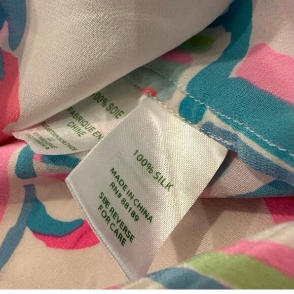 Lilly Pulitzer Pink Green Shellebrate Seashell Essie Top Sleeveless Size XS - Picture 10 of 12